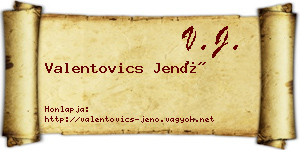 Valentovics Jenő névjegykártya
